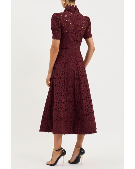 Rebecca Vallance Purple Kitsu Short Sleeve Midi Dress