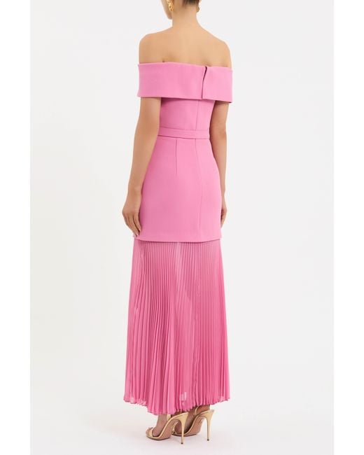 Rebecca Vallance Pink Muriel Off The Shoulder Midi Dress