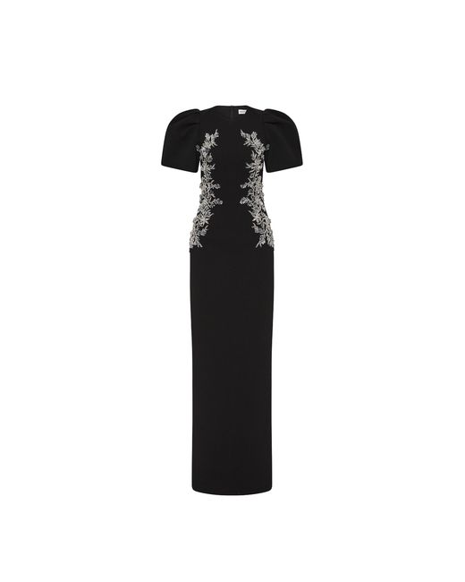 Rebecca Vallance Black Zephyr Puff Sleeve Gown