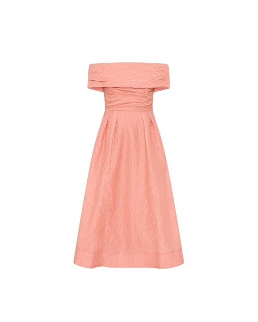 Rebecca Vallance Pink Adalyn Off The Shoulder Midi Dress