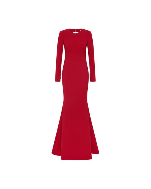 Rebecca Vallance Red Raziel Long Sleeve Gown