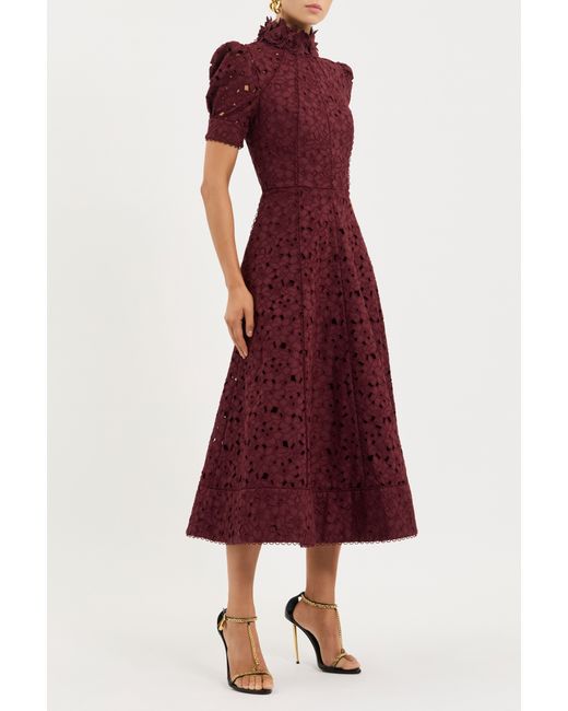Rebecca Vallance Purple Kitsu Short Sleeve Midi Dress