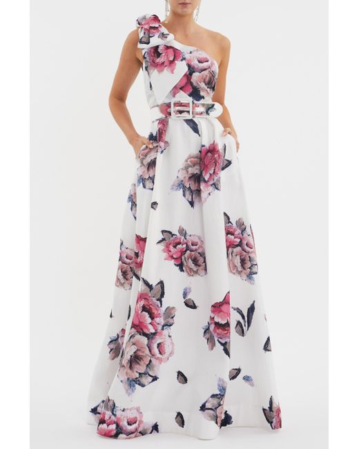Rebecca Vallance White Aveline One Shoulder Gown
