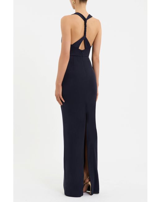 Rebecca Vallance Blue Ayesha Halter Maxi Dress
