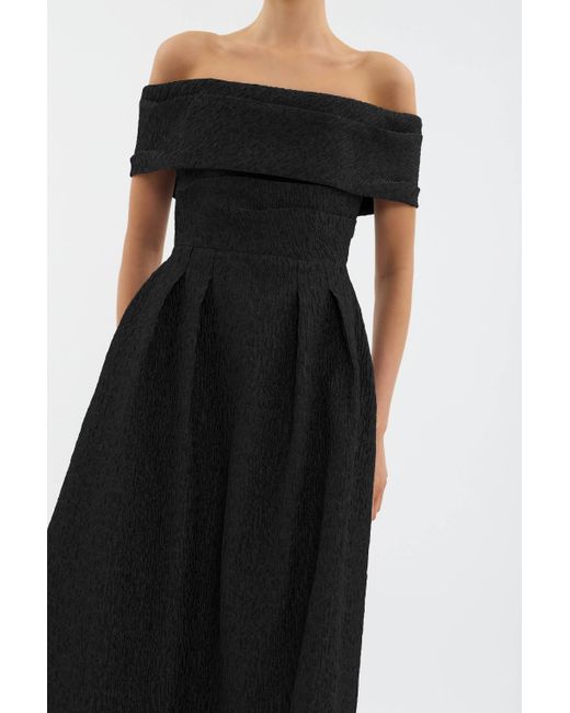 Rebecca Vallance Black Helene Off Shoulder Midi Dress