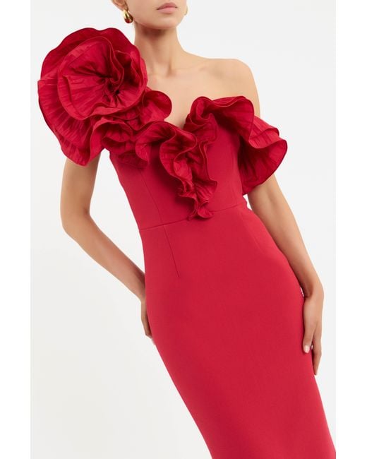 Rebecca Vallance Red Zarya Midi Dress