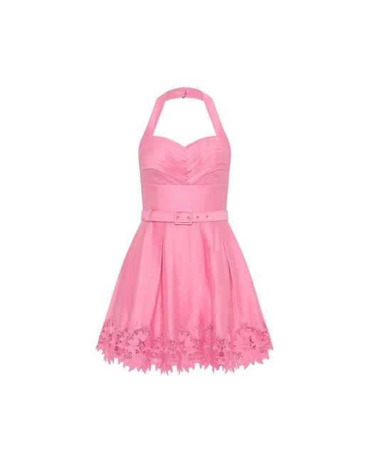 Rebecca Vallance Pink Petalite Halter Mini Dress