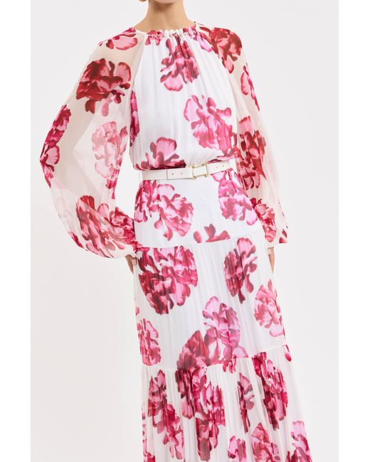 Rebecca Vallance Pink Damask Rose Maxi Dress