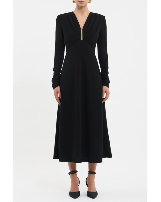 Rebecca Vallance Black Tallon Long Sleeve Midi Dress