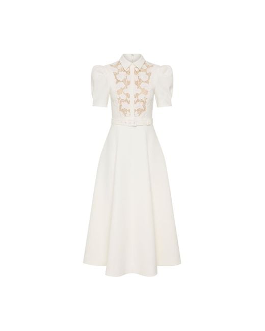 Rebecca Vallance White Parrish Short Sleeve Midi Dress