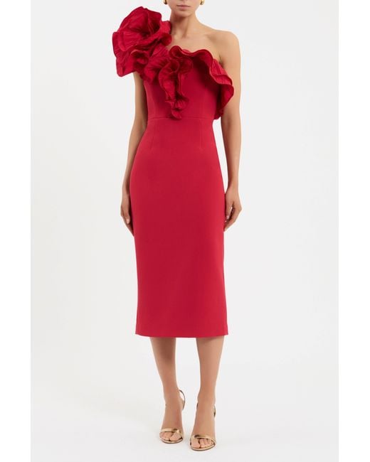 Rebecca Vallance Red Zarya Midi Dress