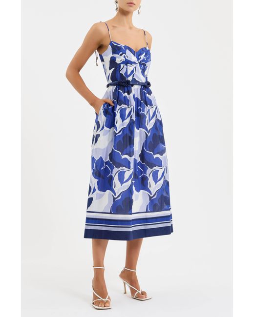 Rebecca Vallance Blue Paros Midi Dress