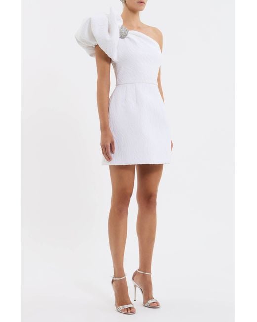 Rebecca Vallance White Bridgette One Shoulder Mini Dress