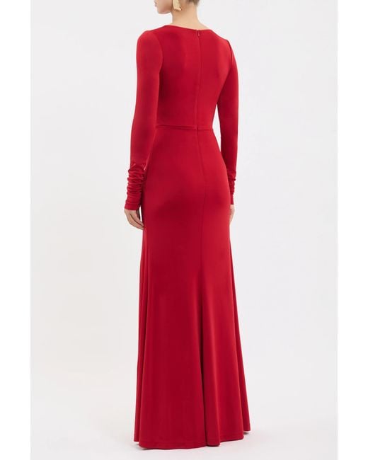 Rebecca Vallance Red Kiana Long Sleeve Maxi Dress