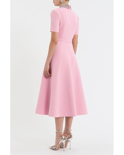 Rebecca Vallance Pink Xena Short Sleeve Midi Dress