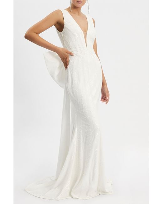 Rebecca Vallance White Davina Bow Gown Ivory