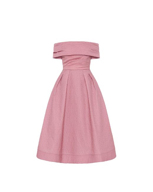 Rebecca Vallance Pink Adalyn Off The Shoulder Midi Dress