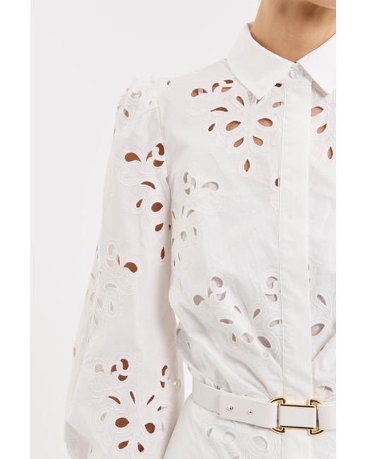Rebecca Vallance White Artesan Long Sleeve Mini Dress