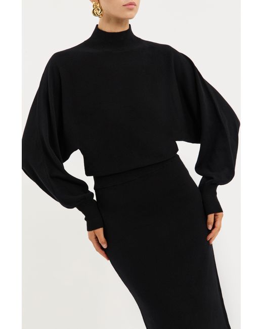 Rebecca Vallance Black Balletic Knit Midi Dress