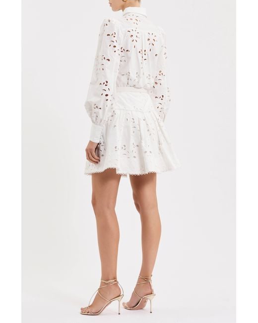 Rebecca Vallance White Artesan Long Sleeve Mini Dress