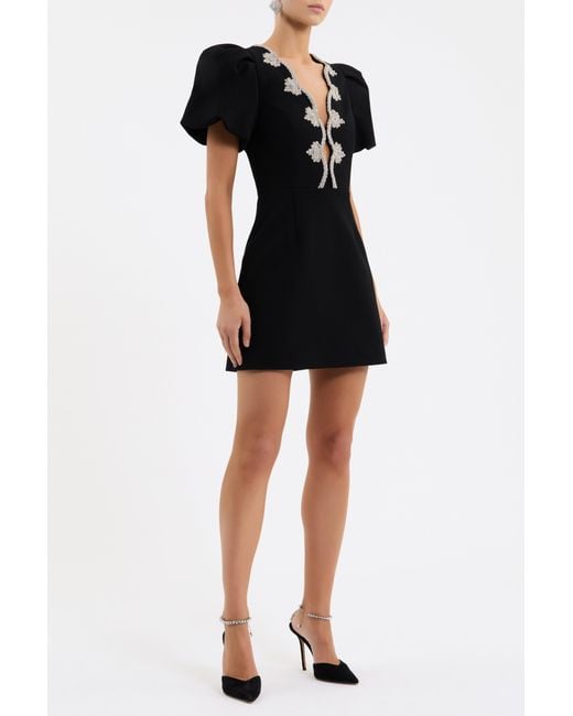 Rebecca Vallance Black Harlynn Puff Sleeve Mini Dress
