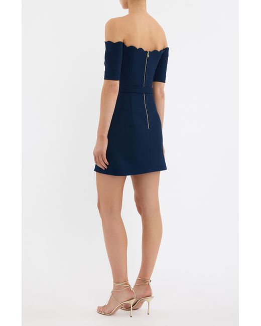 Rebecca Vallance Blue Marina Off The Shoulder Mini Dress