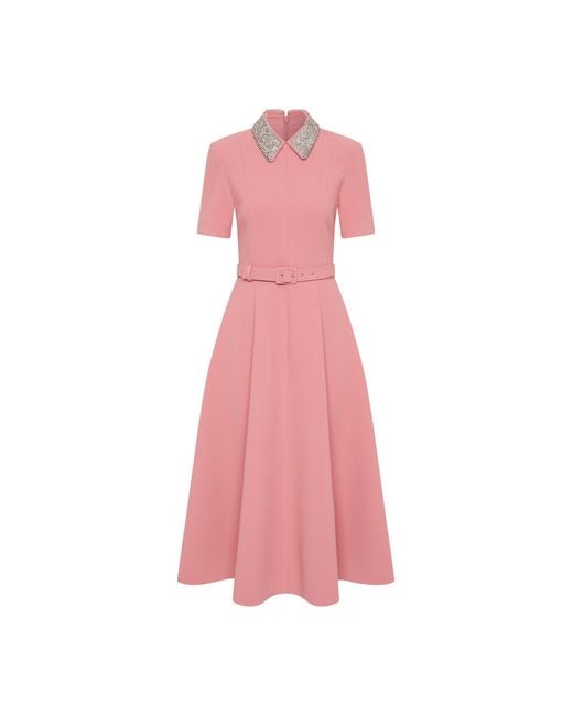 Rebecca Vallance Pink Xena Short Sleeve Midi Dress