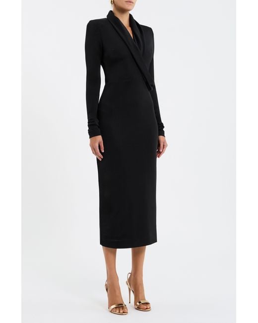 Rebecca Vallance Black Erin Long Sleeve Midi Dress
