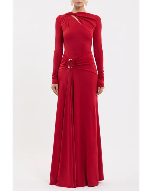 Rebecca Vallance Red Kiana Long Sleeve Maxi Dress