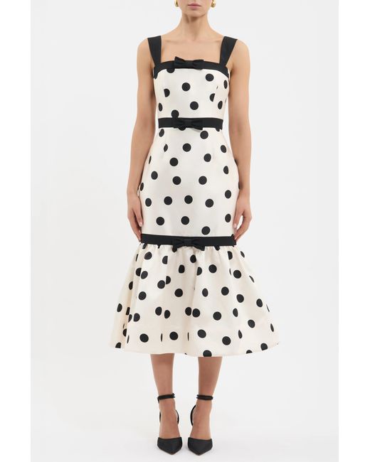 Rebecca Vallance White Bacio Trumpet Midi Dress