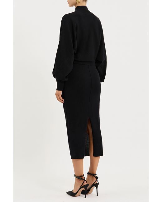 Rebecca Vallance Black Balletic Knit Midi Dress