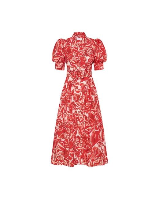 Rebecca Vallance Red Alloure Midi Dress