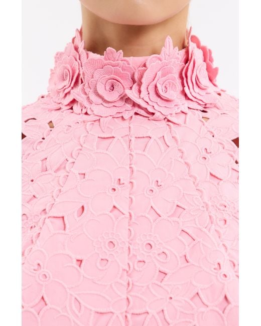 Rebecca Vallance Pink Kitsu Short Sleeve Midi Dress