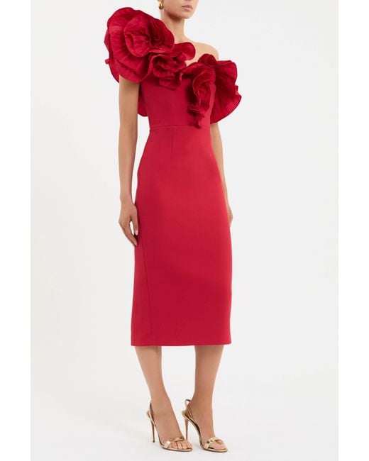 Rebecca Vallance Red Zarya Midi Dress