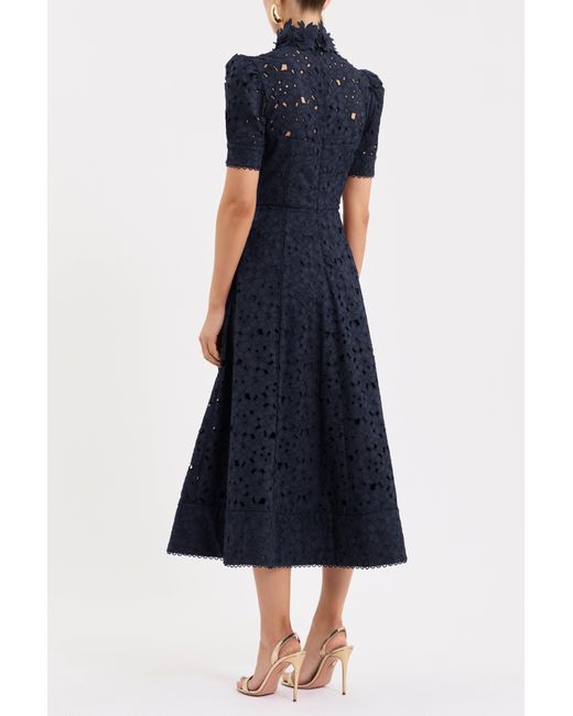 Rebecca Vallance Blue Kitsu Short Sleeve Midi Dress
