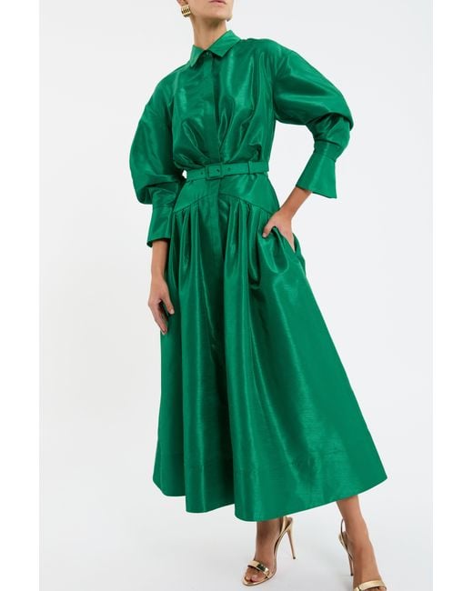 Rebecca Vallance Green Maple Shirt Midi Dress