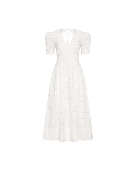 Rebecca Vallance White Artesan Short Sleeve Midi Dress