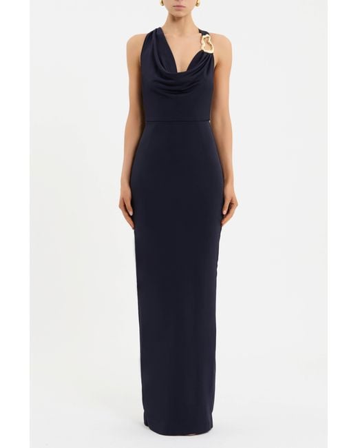Rebecca Vallance Blue Ayesha Halter Maxi Dress