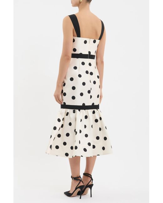 Rebecca Vallance White Bacio Trumpet Midi Dress