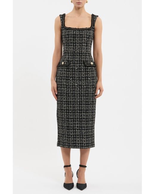 Rebecca Vallance Black Meringue Midi Dress