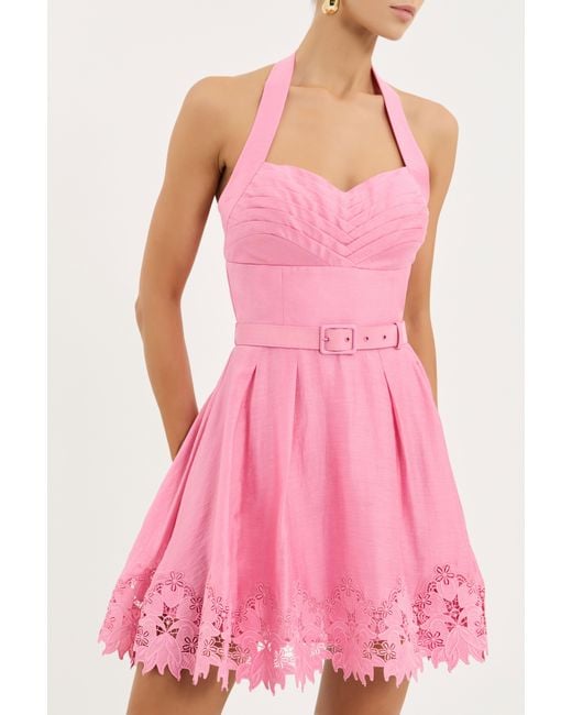 Rebecca Vallance Pink Petalite Halter Mini Dress