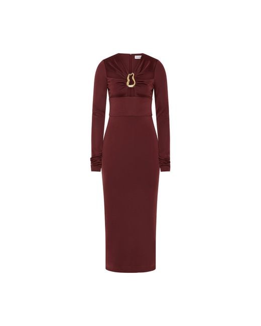 Rebecca Vallance Red Mischa Long Sleeve Midi Dress