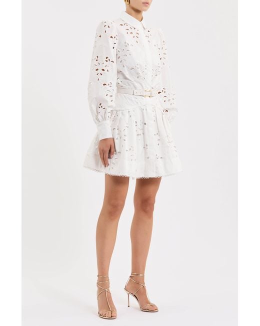 Rebecca Vallance White Artesan Long Sleeve Mini Dress