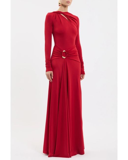 Rebecca Vallance Red Kiana Long Sleeve Maxi Dress