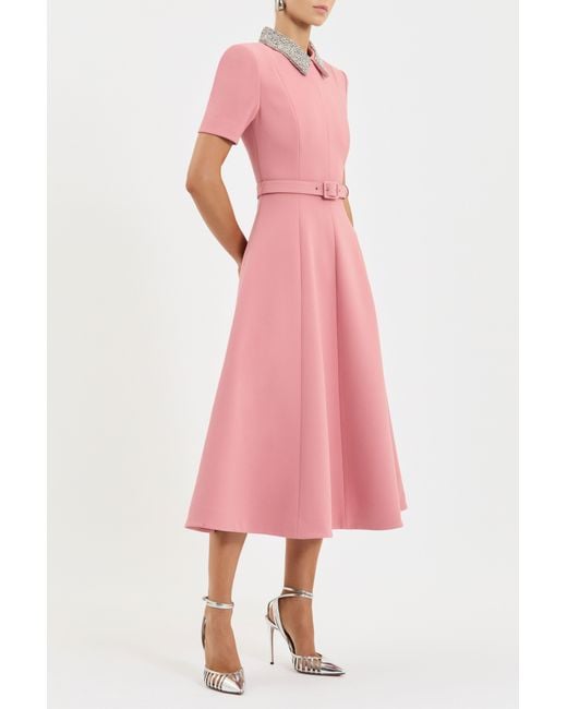 Rebecca Vallance Pink Xena Short Sleeve Midi Dress