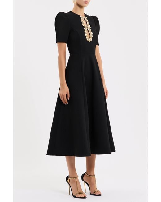 Rebecca Vallance Black Alexandrite Short Sleeve Midi Dress