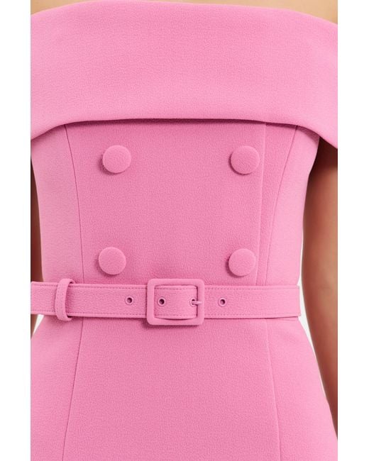 Rebecca Vallance Pink Muriel Off The Shoulder Midi Dress