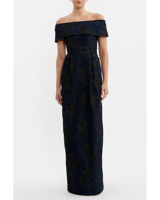Rebecca Vallance Blue Antoinette Off Shoulder Gown