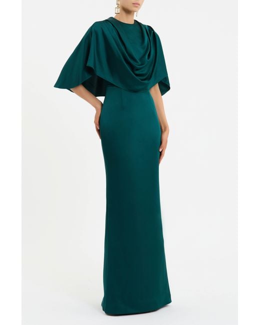 Rebecca Vallance Green Ellerie Cape Gown