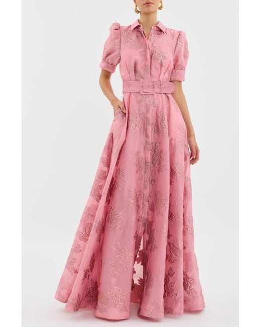 Rebecca Vallance Pink Annette Button Gown
